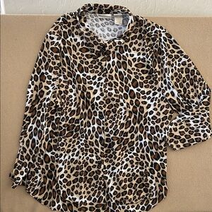 Lucy Pereda Leopard Print Button Down Shirt Size 3X
